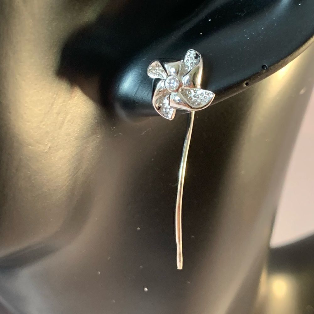 Sterling Silver Windmill Stud Earrings Tassel Earrings Dangles for Women…